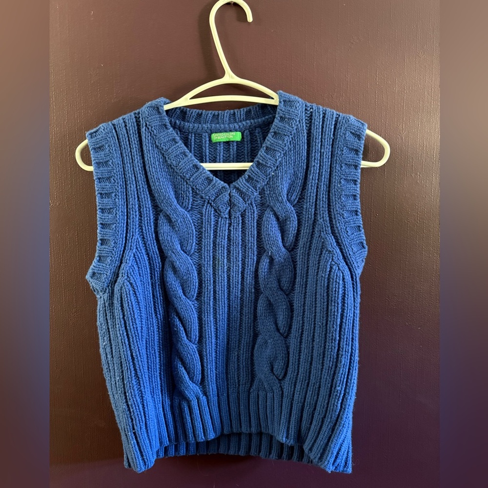 United Colors Of Benetton V-Neck Blue Sweater Vest